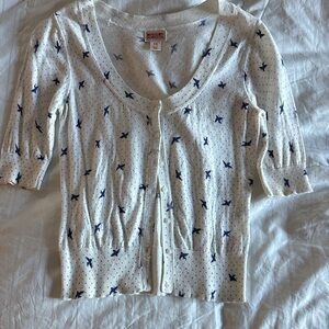 Mossimo 3/4 sleeve polkadot bird sweater cardigan
